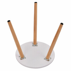 Sidebord hvid MDF og fyr rund 40x40x48 cm til stue