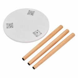 Sidebord hvid MDF og fyr rund 40x40x48 cm til stue