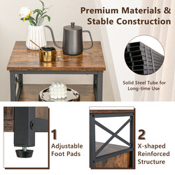 Sid​ebord industrielt design 2 skuffer hylder rustik brun 60