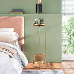 Stålt plante stativ i guld 30x60 cm med to hylder