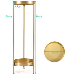 Stålt plante stativ i guld 30x60 cm med to hylder