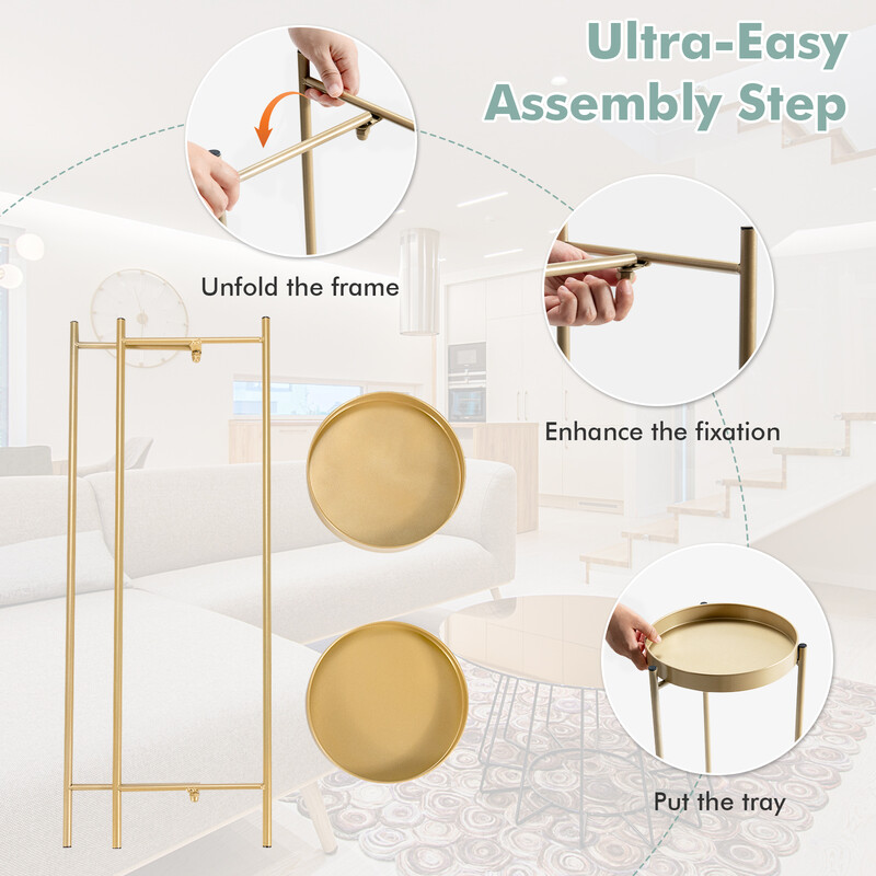 Stålt plante stativ i guld 30x60 cm med to hylder