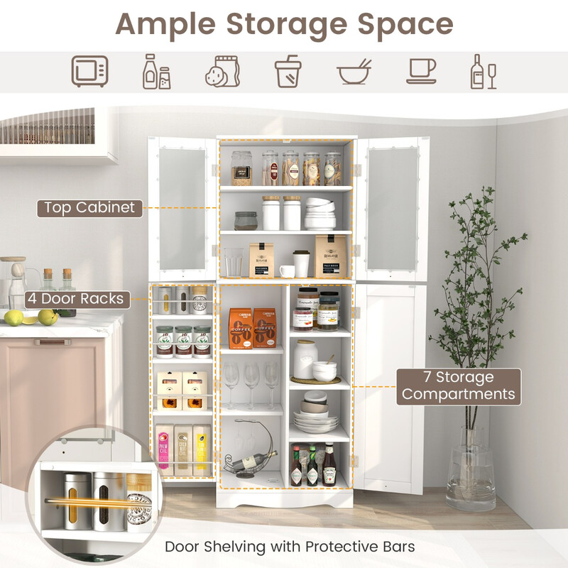 Køkkenskab hvid MDF med hærdet glas 60x31