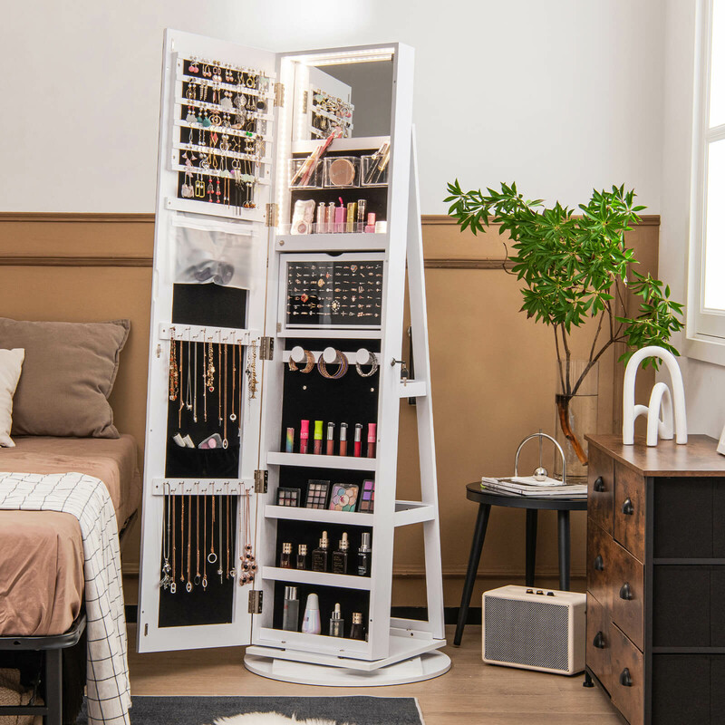 Smykkeskab hvid MDF glas 54