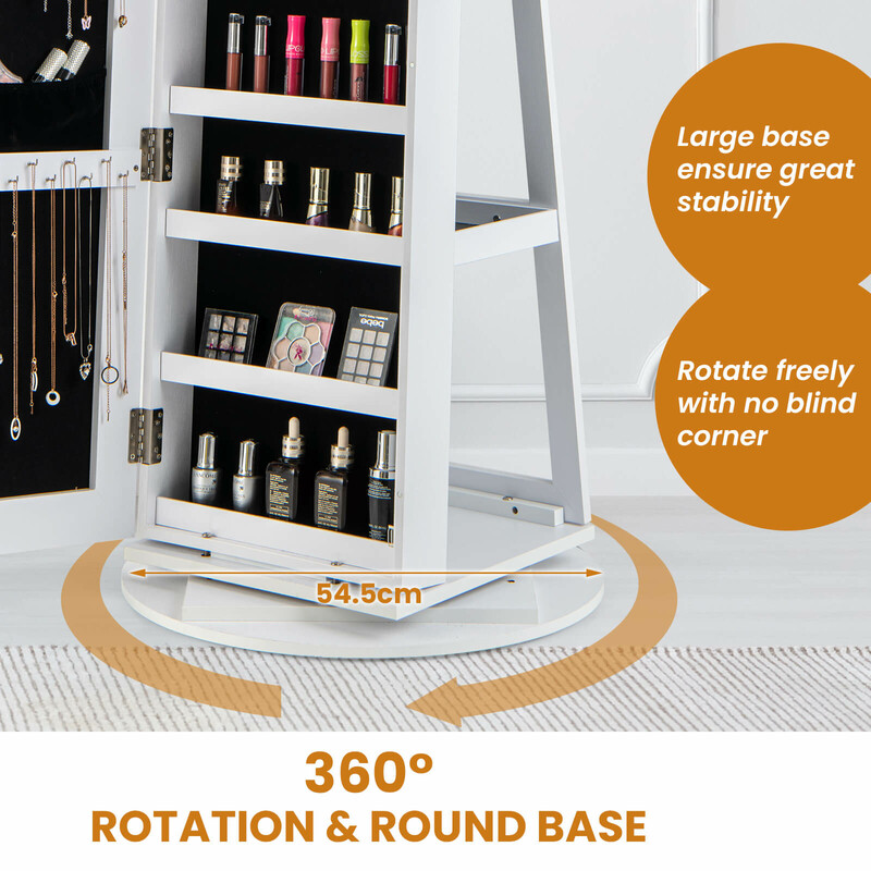 Smykkeskab hvid MDF glas 54