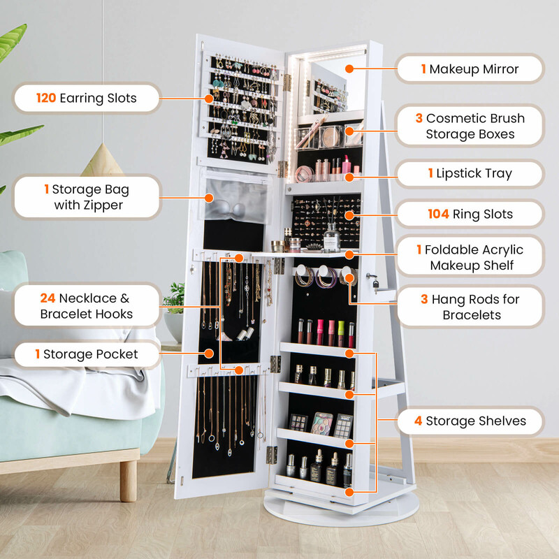 5x161 cm 360° drejeligt LED-spejl