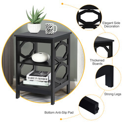 Natbord hvid MDF 40x40x61 cm med tre opbevaringsniveauer