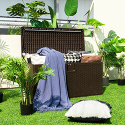 Opbevaringsboks 106 L vandtæt HDPE med lås og rottemønster til udendørs brug