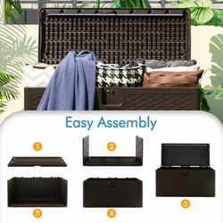 Opbevaringsboks 106 L vandtæt HDPE med lås og rottemønster til udendørs brug