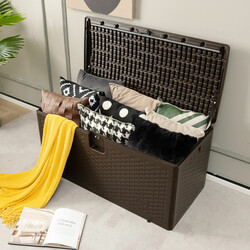 Opbevaringsboks 106 L vandtæt HDPE med lås og rottemønster til udendørs brug