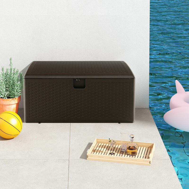 Opbevaringsboks 106 L vandtæt HDPE med lås og rottemønster til udendørs brug