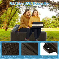 Opbevaringsboks 106 L vandtæt HDPE med lås og rottemønster til udendørs brug