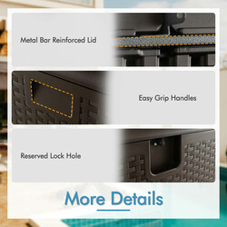 Opbevaringsboks 106 L vandtæt HDPE med lås og rottemønster til udendørs brug