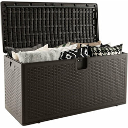 Opbevaringskasse 106 L vandtæt HDPE med låsbart låg brun