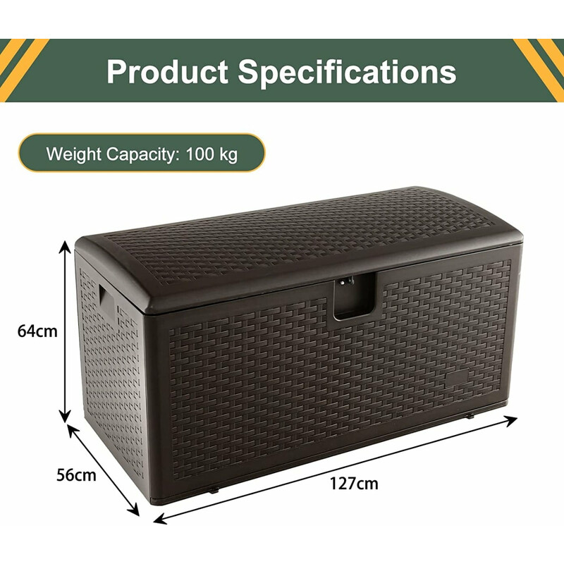 Opbevaringskasse 106 L vandtæt HDPE med låsbart låg brun