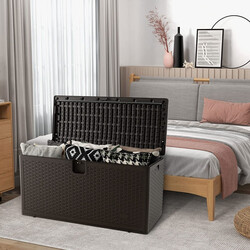 Opbevaringskasse 106 L vandtæt HDPE med låsbart låg brun