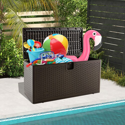 Opbevaringskasse 106 L vandtæt HDPE med låsbart låg brun