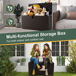 Opbevaringskasse 106 L vandtæt HDPE med låsbart låg brun