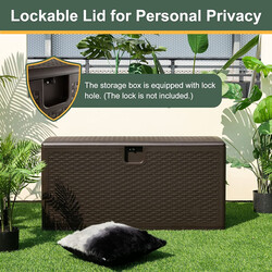 Opbevaringskasse 106 L vandtæt HDPE med låsbart låg brun