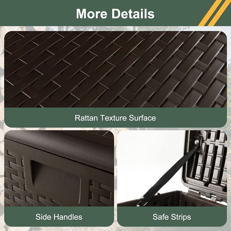 Opbevaringskasse 106 L vandtæt HDPE med låsbart låg brun