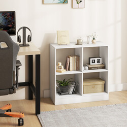 Bogreol hvid spånplade 73x33x73 cm 4 kuber med væltesikring