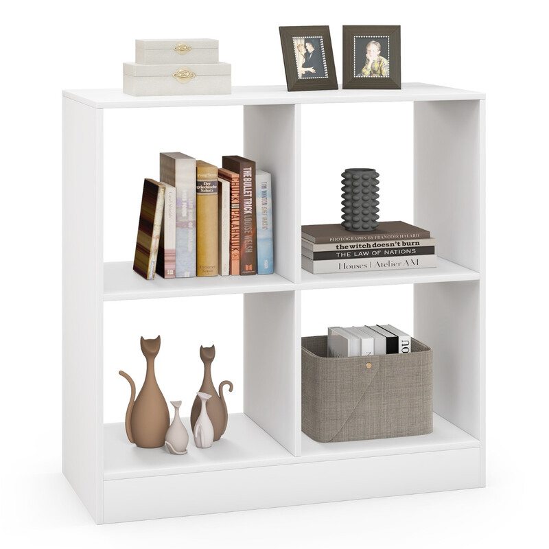 Bogreol hvid spånplade 73x33x73 cm 4 kuber med væltesikring