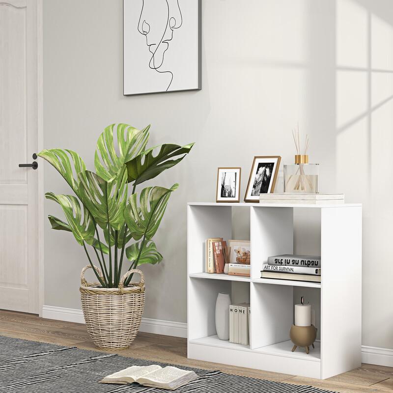 Bogreol hvid spånplade 73x33x73 cm 4 kuber med væltesikring