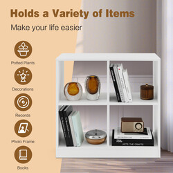 Bogreol hvid spånplade 73x33x73 cm 4 kuber med væltesikring