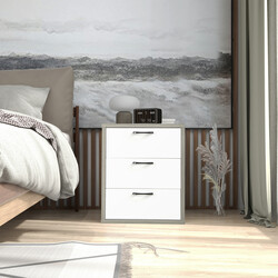 Natbord moderne MDF træ 55x45x65 cm tre skuffer grå hvid