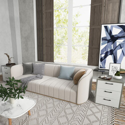 Natbord moderne MDF træ 55x45x65 cm tre skuffer grå hvid