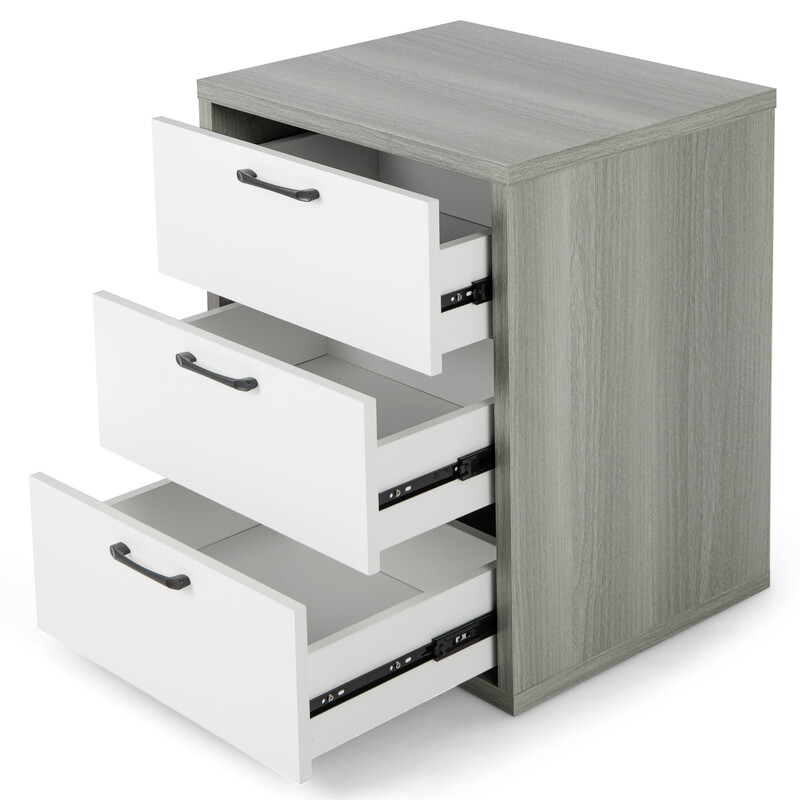 Natbord moderne MDF træ 55x45x65 cm tre skuffer grå hvid