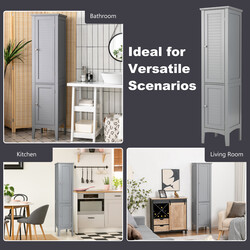 Badeværelseskab grå MDF smal 37x37x160 cm fem hylder to døre