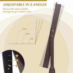 Smykkeskab i brun MDF med helkropsspejl LED-belysning låsbar dør 45x35x157 cm