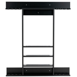 Vægmonteret køstativ i fyr sort 79x8x91 cm med 8 holdere