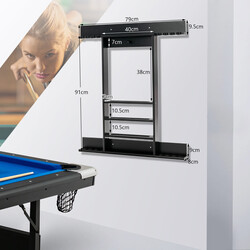 Vægmonteret køstativ i fyr sort 79x8x91 cm med 8 holdere