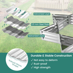 Dyrkningskasse i galvaniseret stål 6 stk trekantet 150x150x30 cm sølv