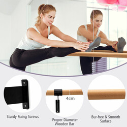 Vægmonteret balancestang 120 cm bøgetræ sort til ballet hjemme