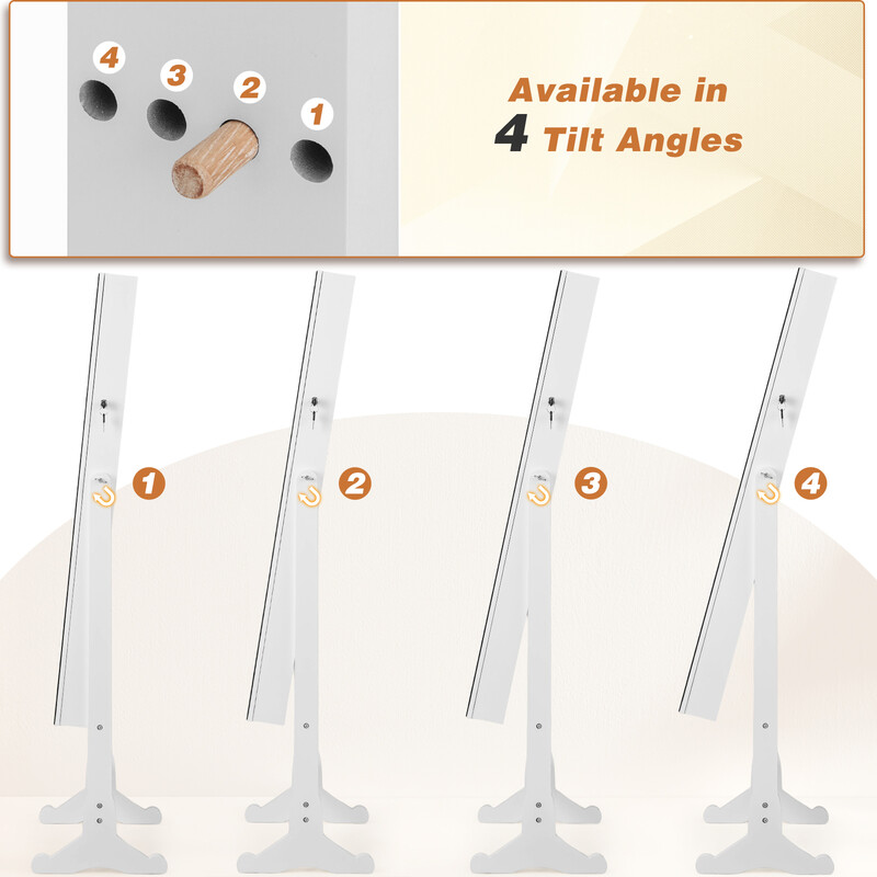 Hvid fritstående smykkeskab med justerbart spejl LED-belysning 41x36x158 cm