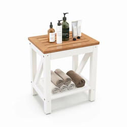 Brusebadsskammel HDPE hvid 43x32x47 cm 150 kg kapacitet med opbevaring