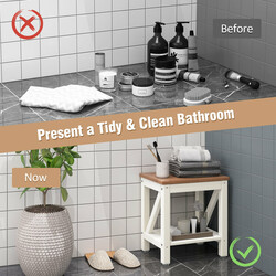 Brusebadsskammel HDPE hvid 43x32x47 cm 150 kg kapacitet med opbevaring