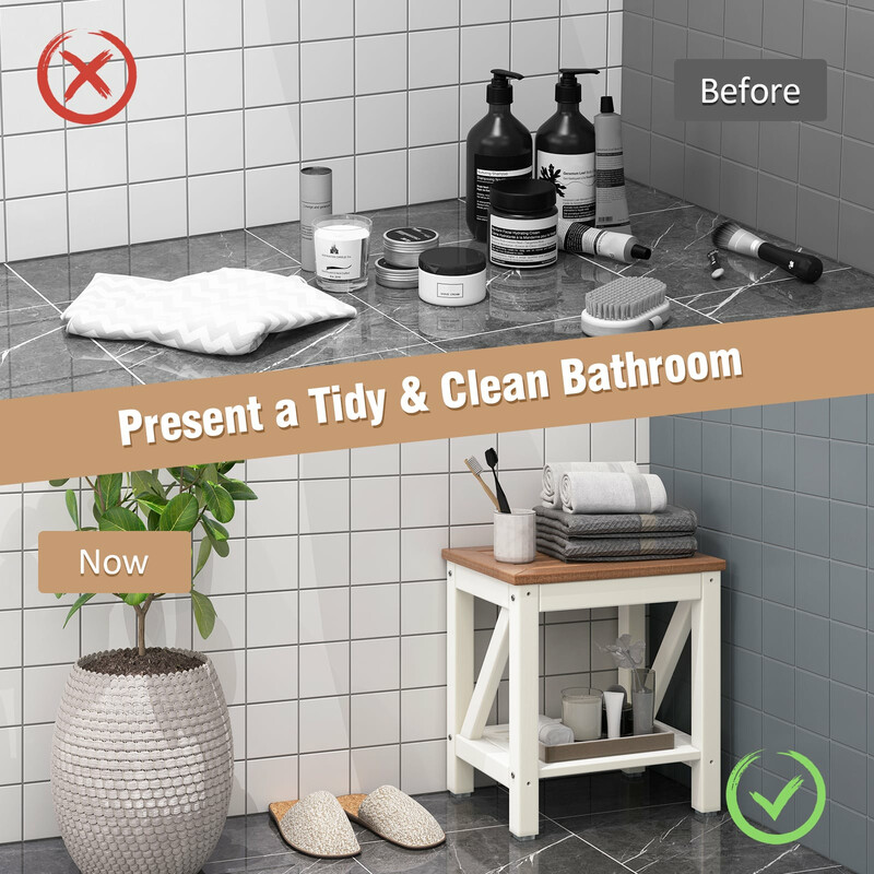 Brusebadsskammel HDPE hvid 43x32x47 cm 150 kg kapacitet med opbevaring