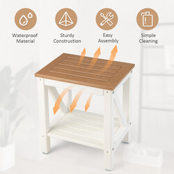 Brusebadsskammel HDPE hvid 43x32x47 cm 150 kg kapacitet med opbevaring