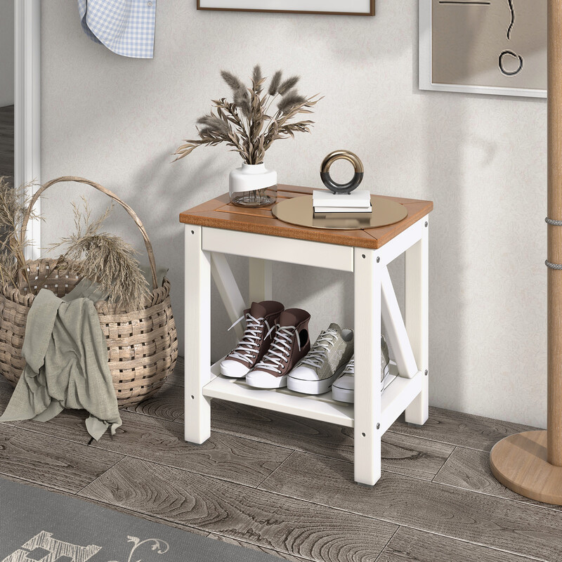 Brusebadsskammel HDPE hvid 43x32x47 cm 150 kg kapacitet med opbevaring