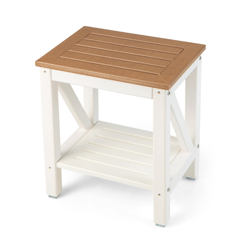 Brusebadsskammel HDPE hvid 43x32x47 cm 150 kg kapacitet med opbevaring