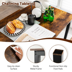 Spisebord med 2 bænke kaffe og sort spånplade og stål 110x70cm pladsbesparende