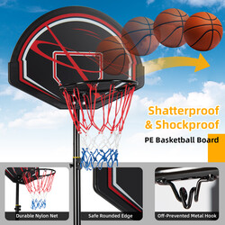 Justerbart basketballstativ 170-230 cm sort med ring