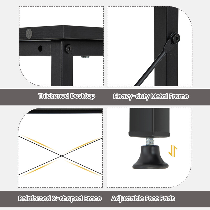 L-formet skrivebord sort 120x88x74