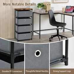 Grå natbord med fire skuffer 42x33