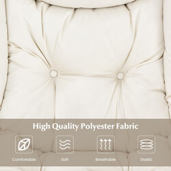 Lænestol med fodpall beige polyester metalramme 75x81x94 cm