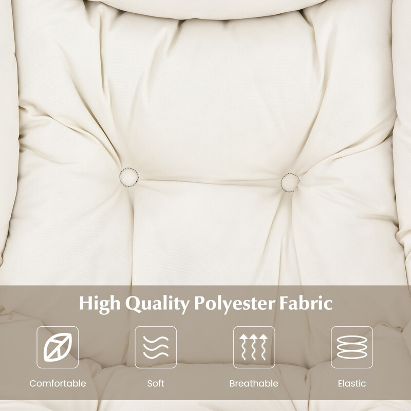 Lænestol med fodpall beige polyester metalramme 75x81x94 cm